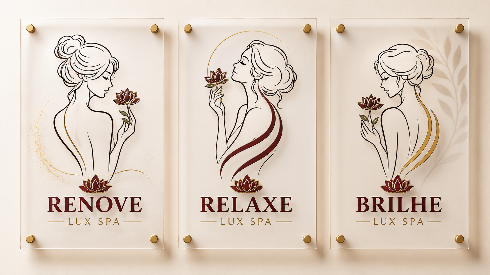 Painéis decorativos Renove, Relaxe e Brilhe da Lux Spa Premium